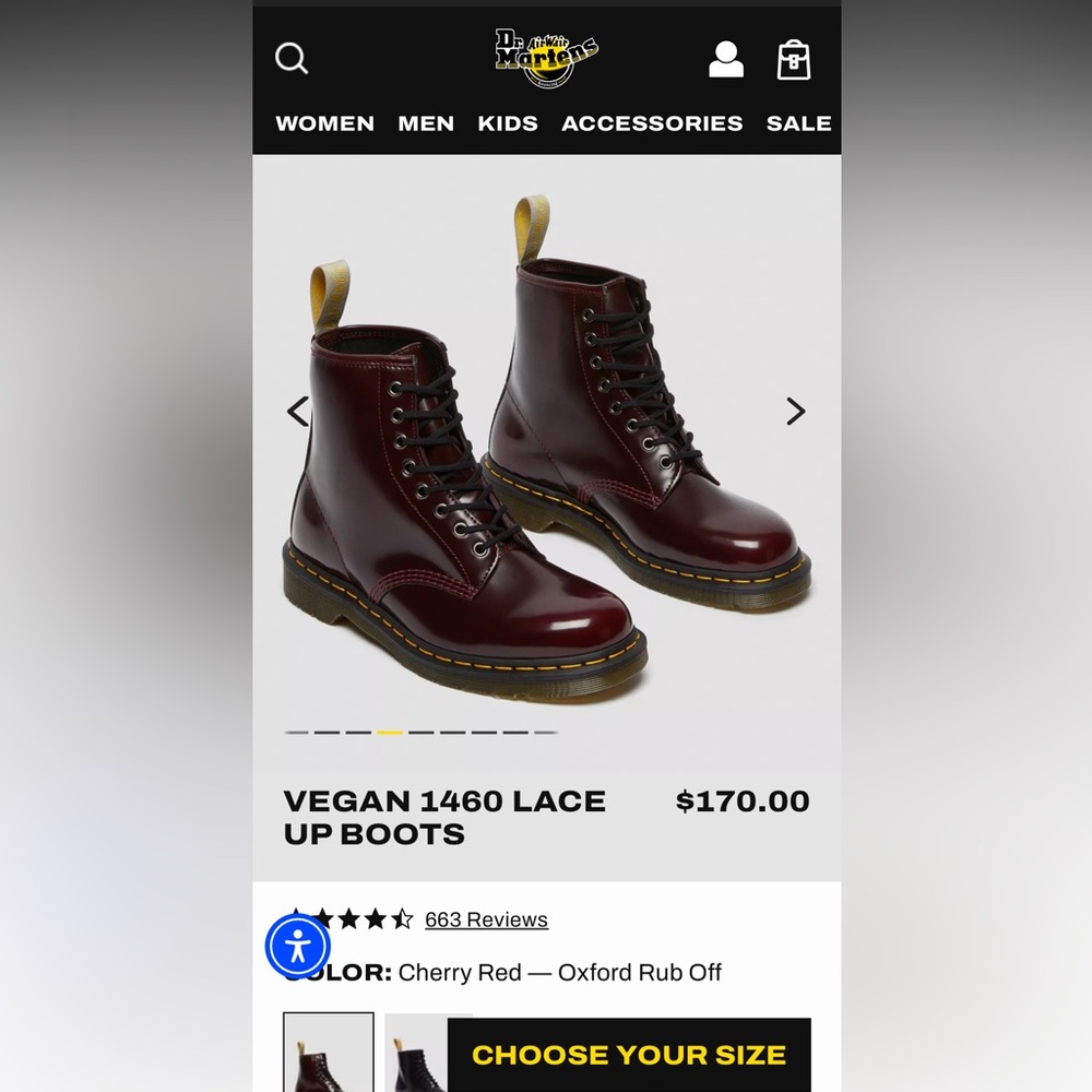 Vegan 1460 Dr. Martins cherry red